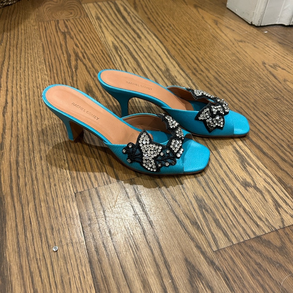Rachel Comey Turquoise Heels with Rhinestone - Picture 2 of 4